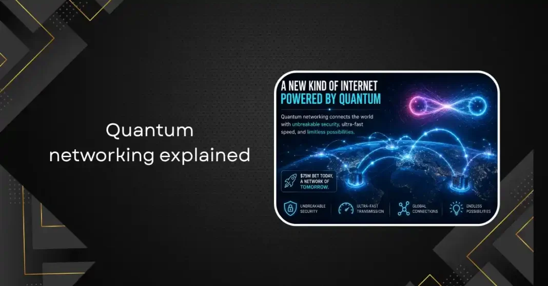 Illustration of quantum networking technology and future internet infrastructure concepts