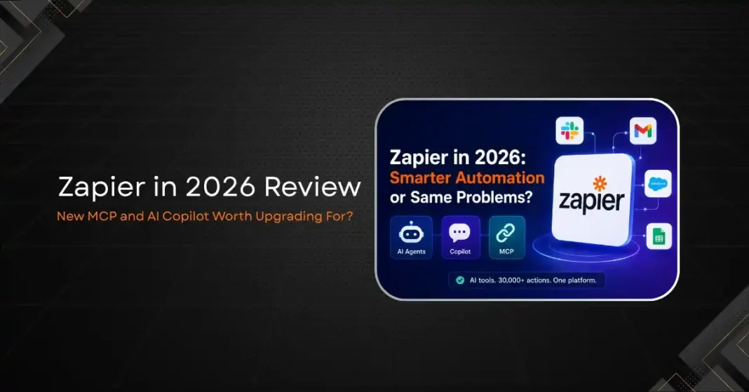 Zapier automation dashboard showing AI Copilot workflow builder and MCP integration panel in the 2026 Orchestration Platform interface